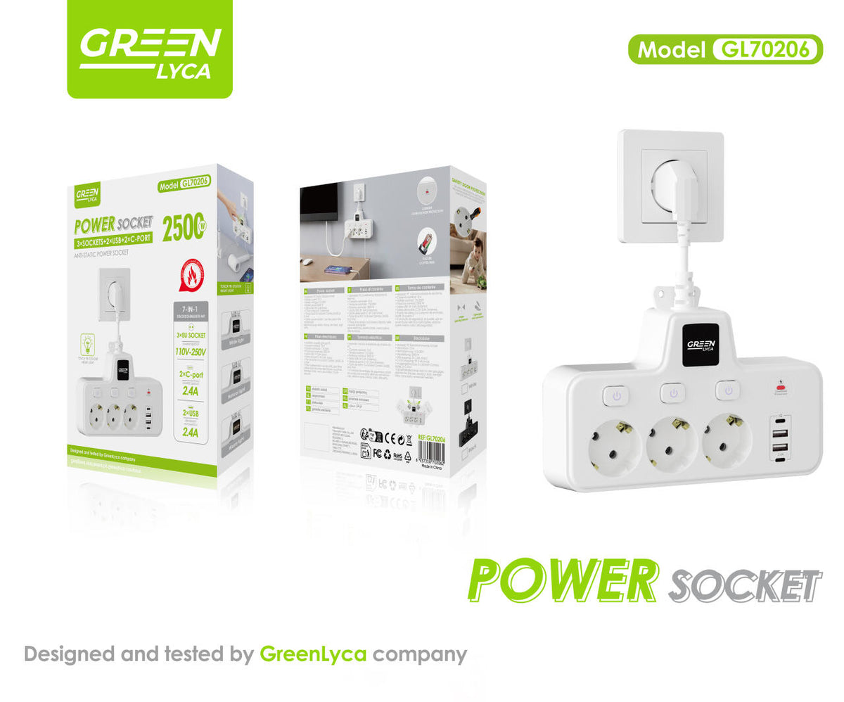 PowerHub™ – Regleta 3 en 1 con USB y USB-C