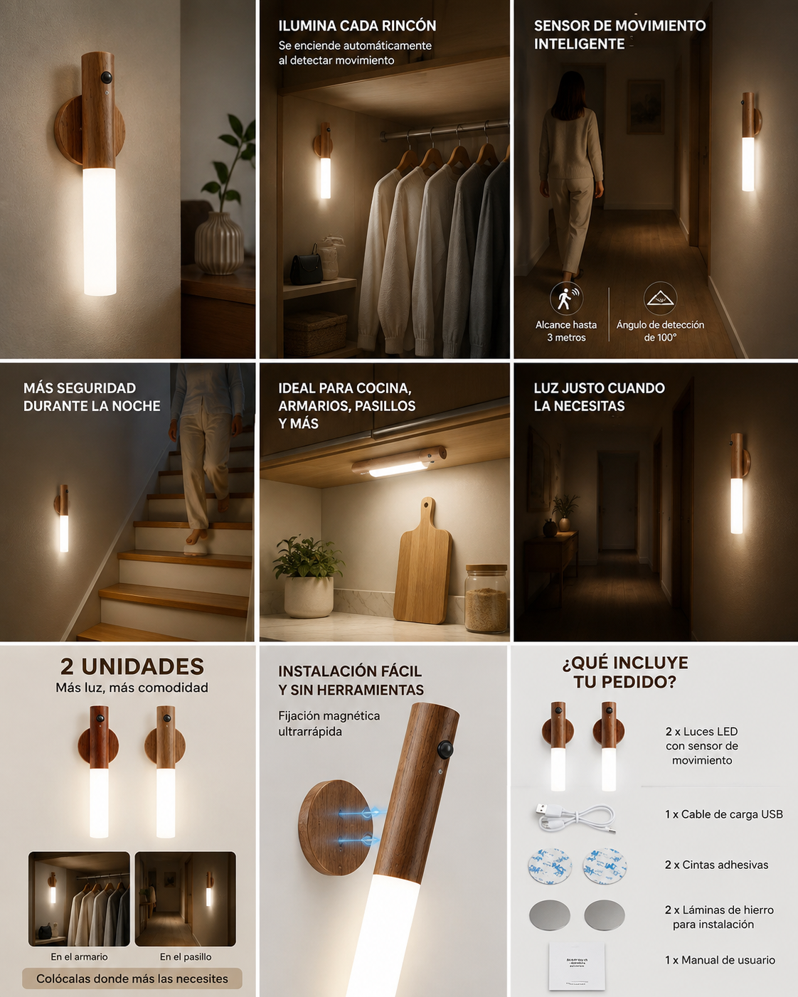 Luz LED™ - Magnética con Sensor de Movimiento (Incluye 2 lámparas LED)