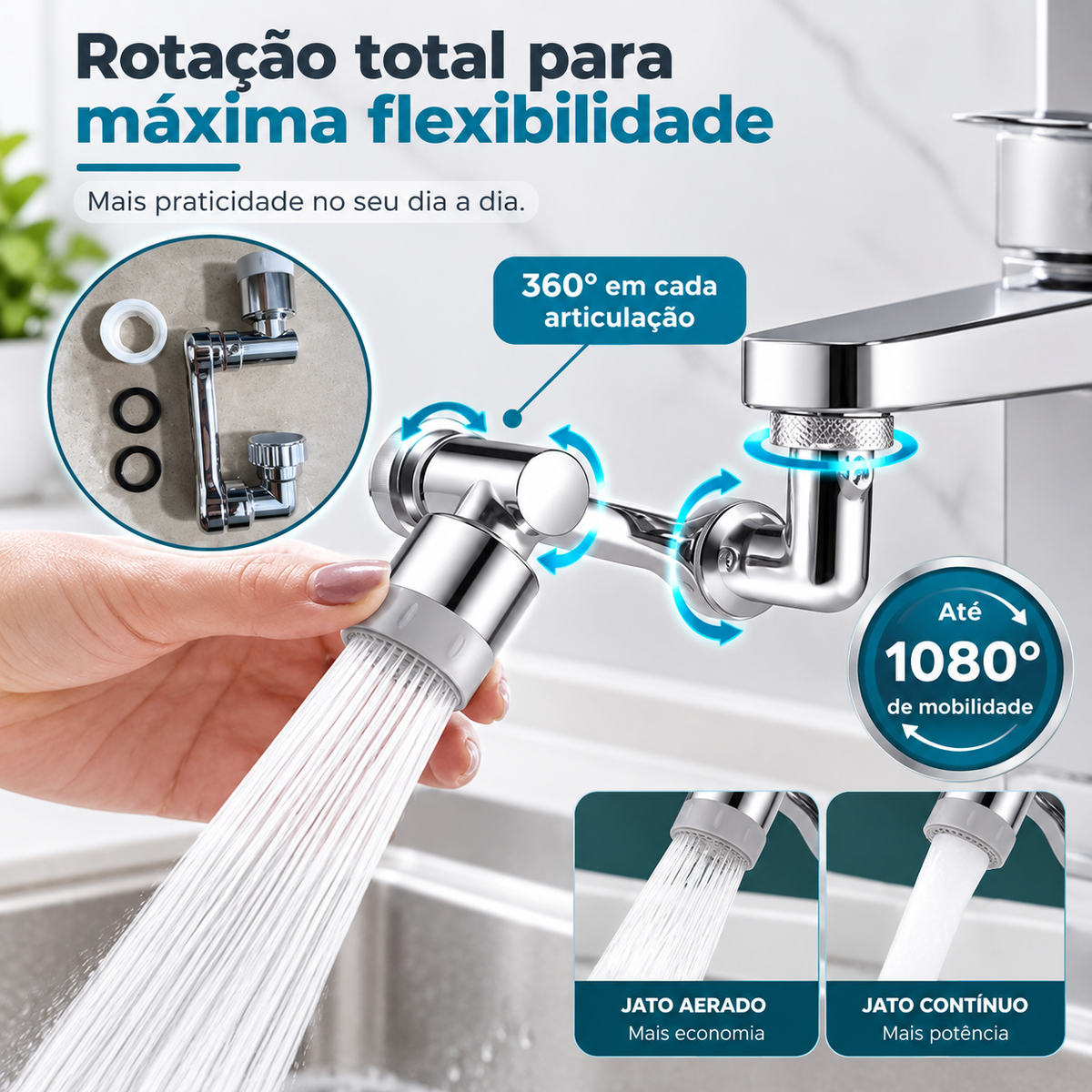Extensor Giratório 1080° para Torneira