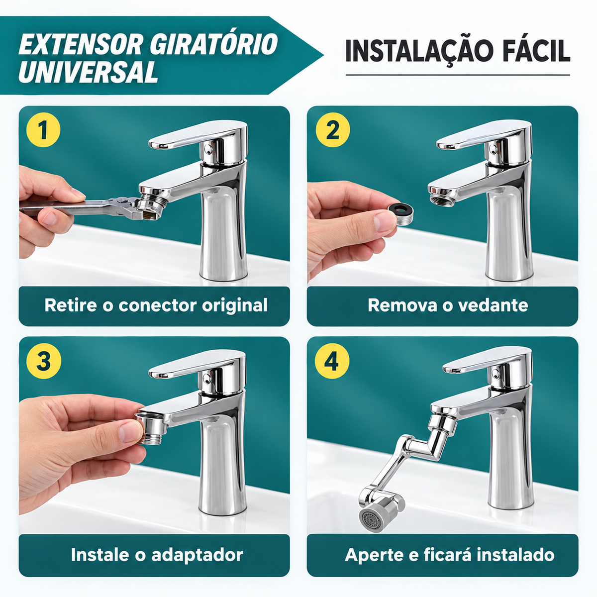 Extensor Giratório 1080° para Torneira