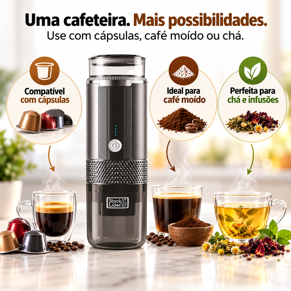 Compatibilidade da cafeteira portátil