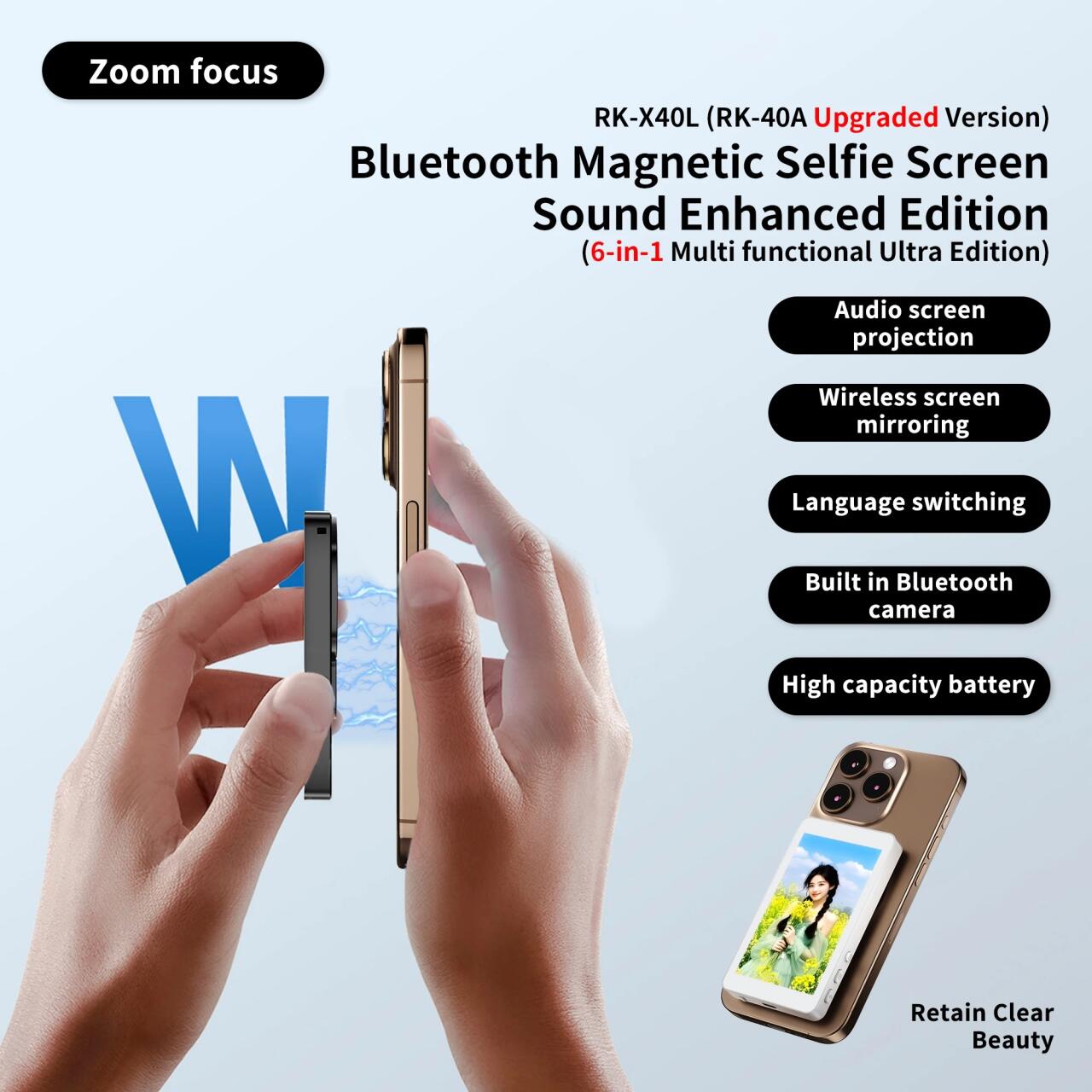 Wireless Magnetic Selfie Screen for Smartphone