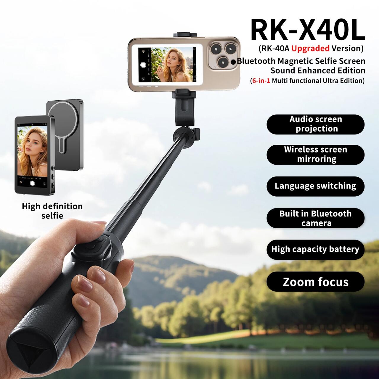 Wireless Magnetic Selfie Screen for Smartphone