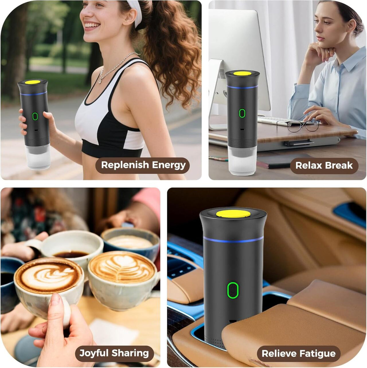 3-in-1 Portable Coffee Maker – Compact and Rechargeable Espresso Machine for Capsules, Ground Coffee, and Instant Coffee