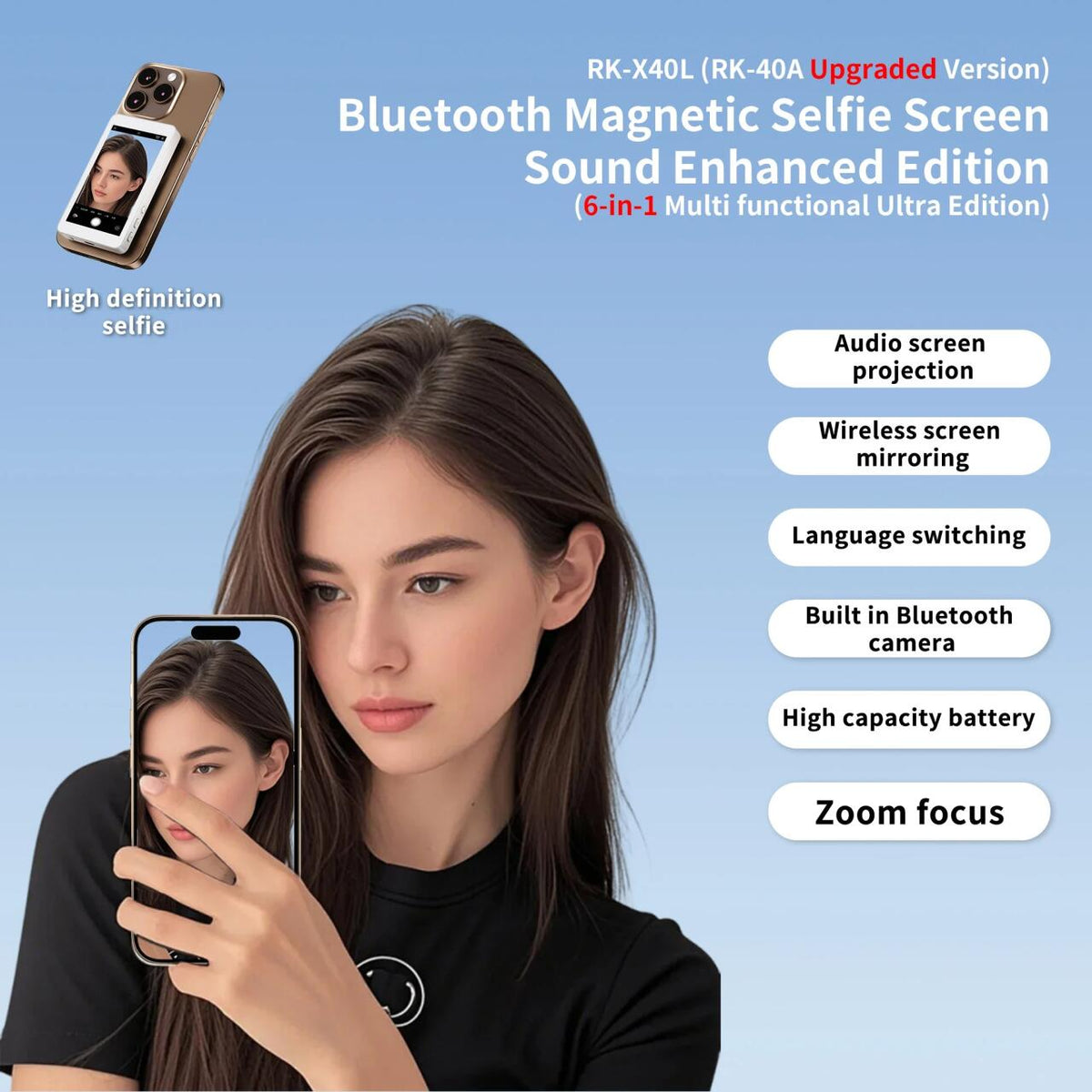 Wireless Magnetic Selfie Screen for Smartphone