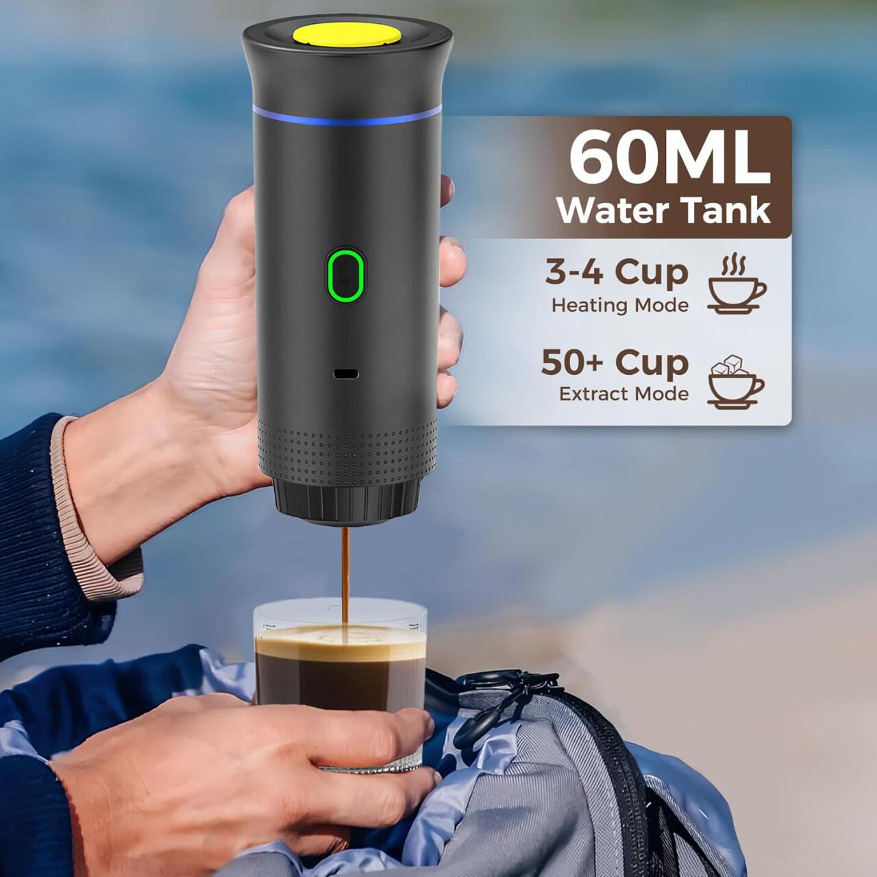 3-in-1 Portable Coffee Maker – Compact and Rechargeable Espresso Machine for Capsules, Ground Coffee, and Instant Coffee